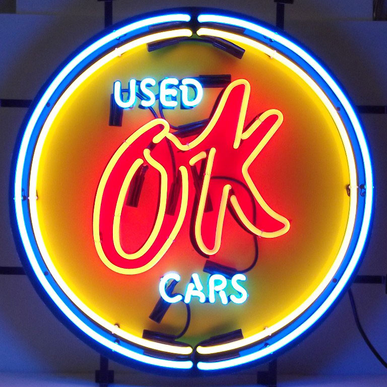 signs sign antique neon auto ok cars used chevy gm chevrolet retro antiques center